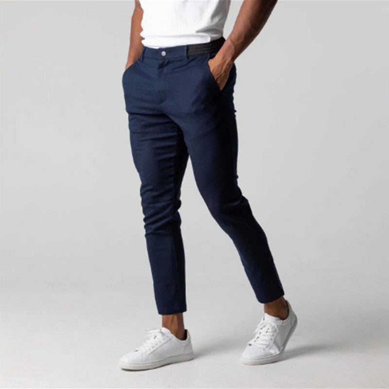 Men's Slim Fit Business Suit Pants Gray Straight