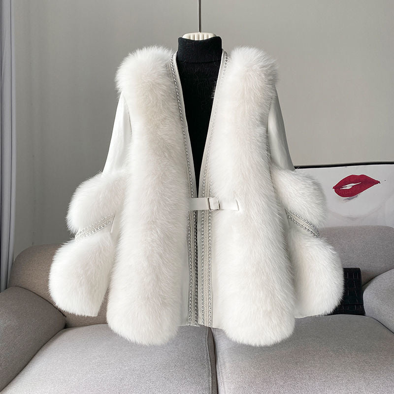 Loose Mid-Length Warm Fur Coat for Women