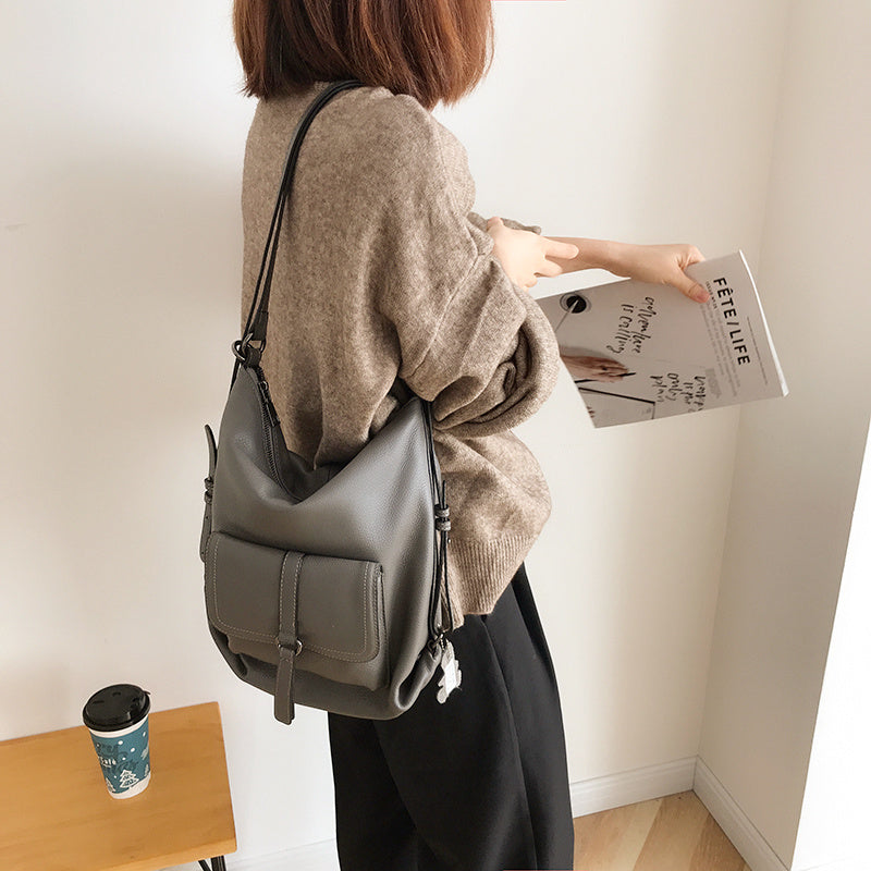 Women's Large Capacity Versatile Cowhide Leather Shoulder Bag