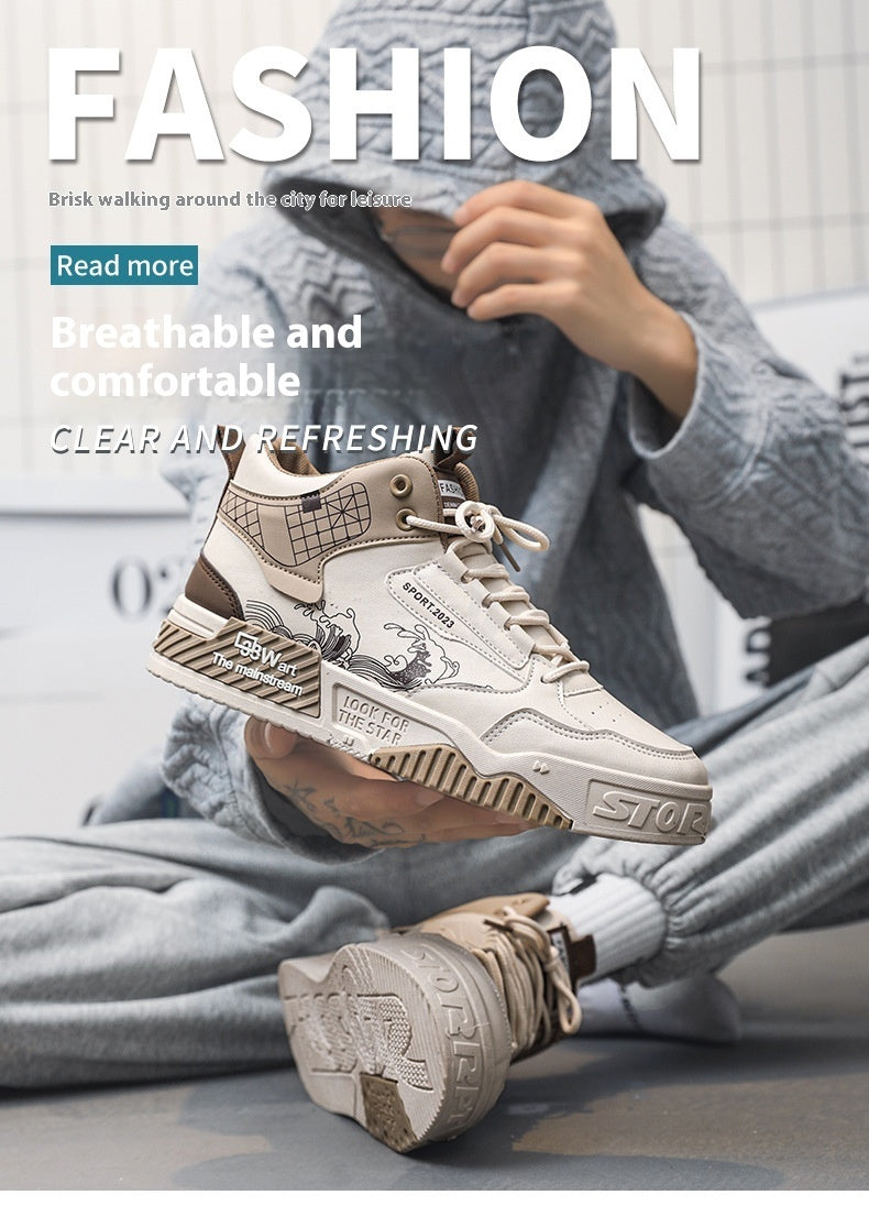 Chaussures de sport montantes décontractées d'été pour homme, beiges, blanches et bleues