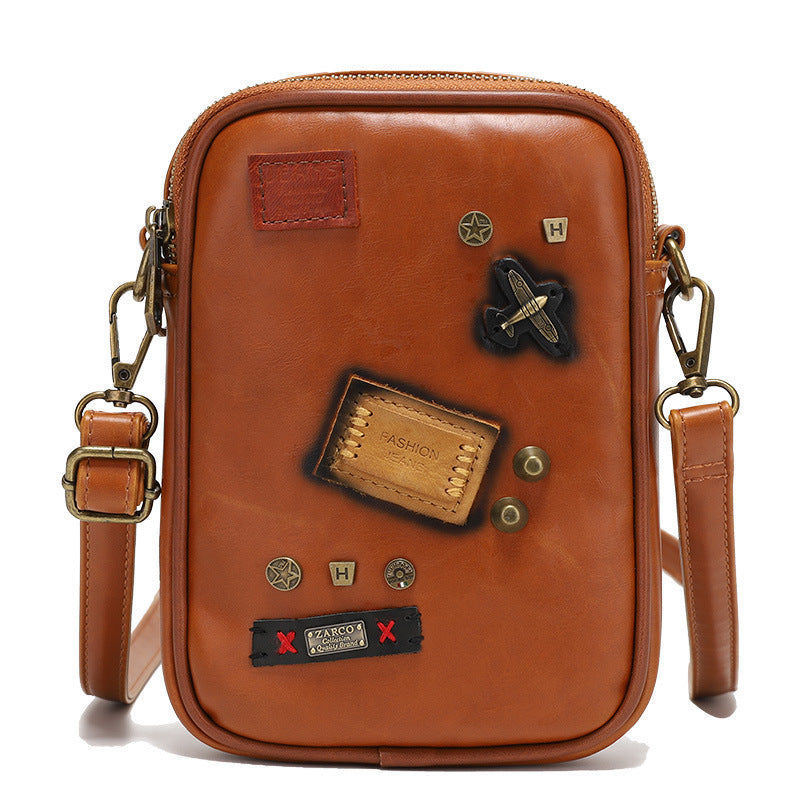 Men's Street Fashion PU Leather Crossbody Phone Bag in Black & Coffee