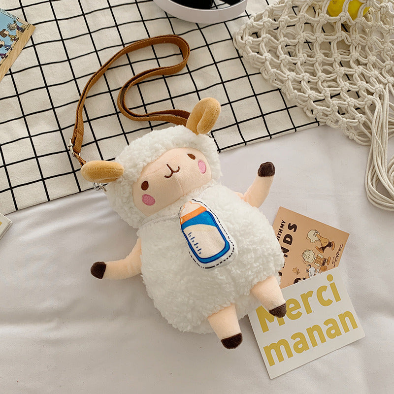 Cartoon Plush Crossbody Bag for Kids 24x17x10cm