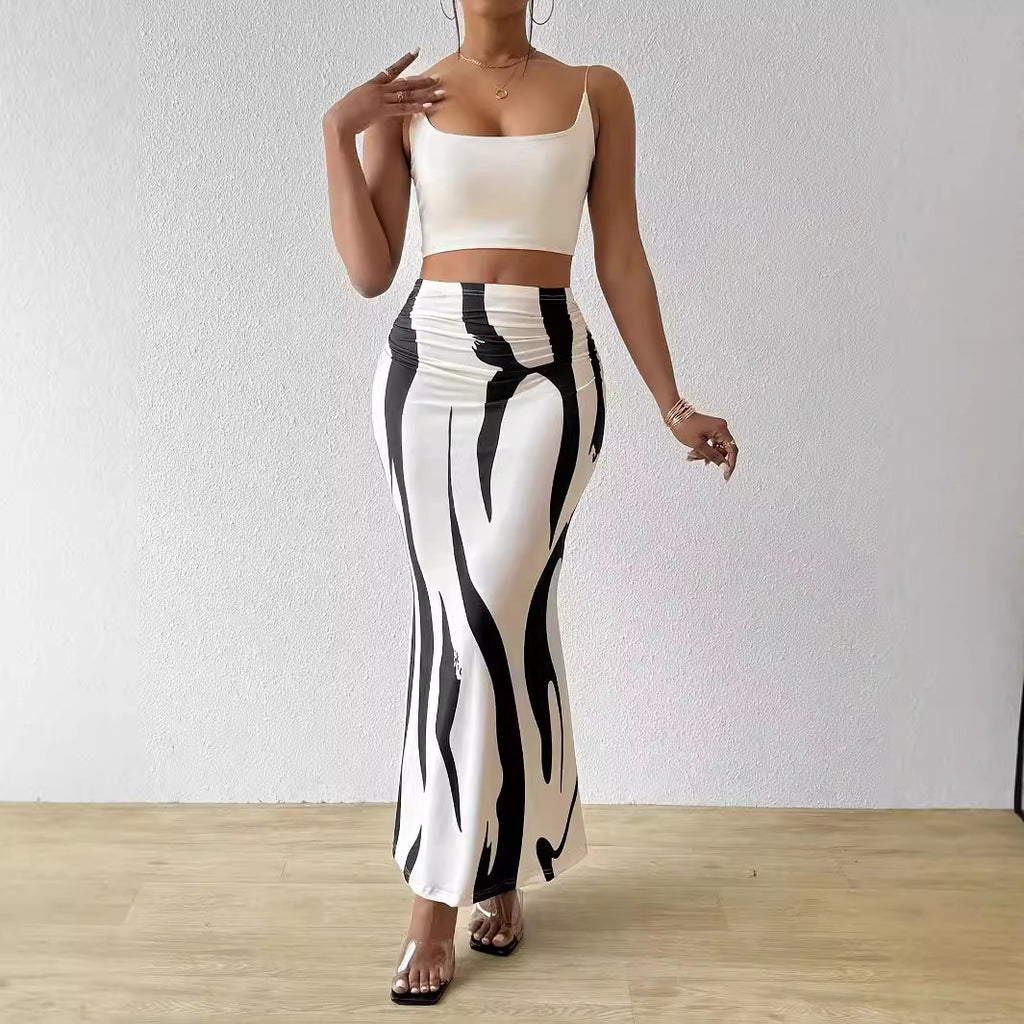 Robe amincissante imprimé zèbre style européen et américain