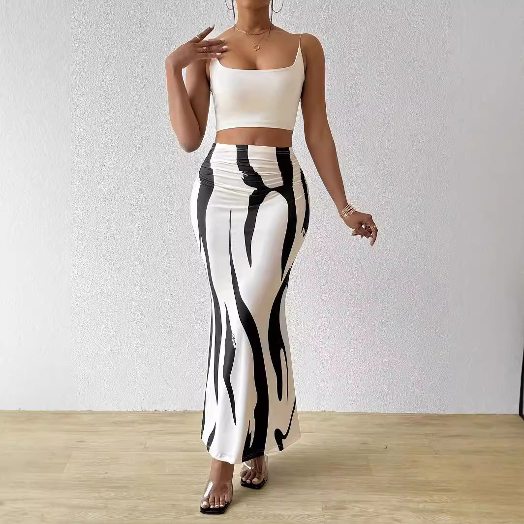 Robe amincissante imprimé zèbre style européen et américain