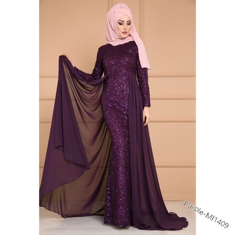 Noble Elegant Slimming Sequined Retro Fish Tail Dress for Ladies
