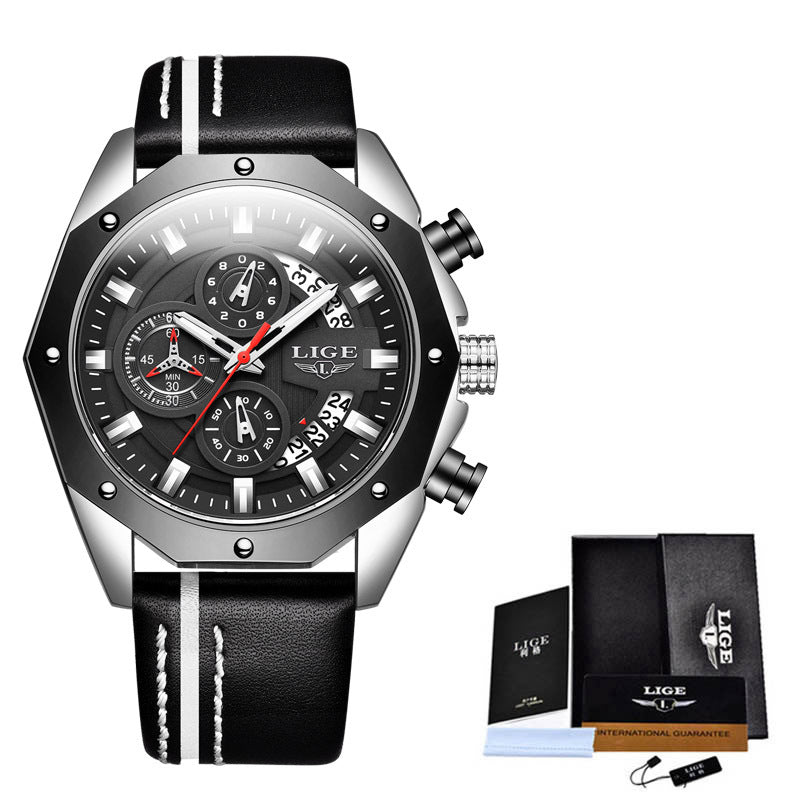 Luxury Mens Silicone Sport Watch Quartz Waterproof Chronograph Date 46mm Dial