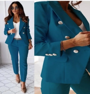 Women's Office Business Set Polyester Coat and Pants