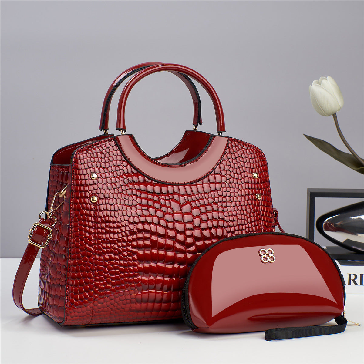 Trendy Mother & Child PU Crossbody Shoulder Bag with Chain Lock