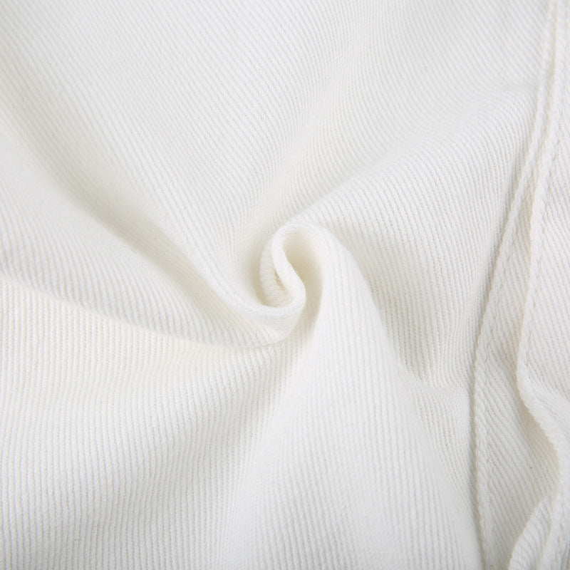 Pantalon décontracté droit en jean blanc taille haute