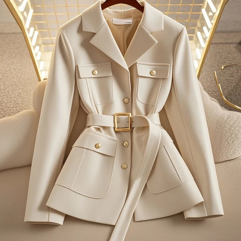 Women's Black Waist-Trimming Short Suit Coat