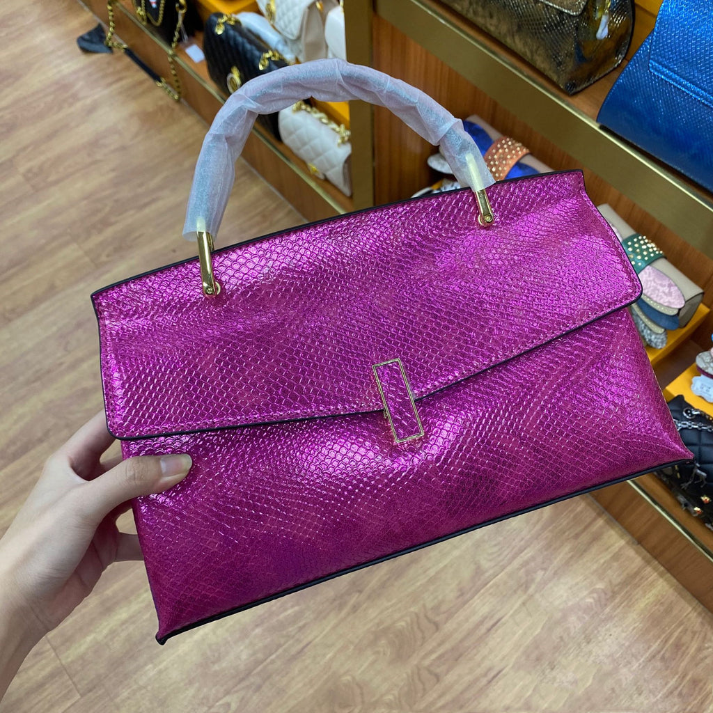 Large Capacity Genuine Leather Crocodile & Python Pattern Crossbody Handbag 32x20x12cm