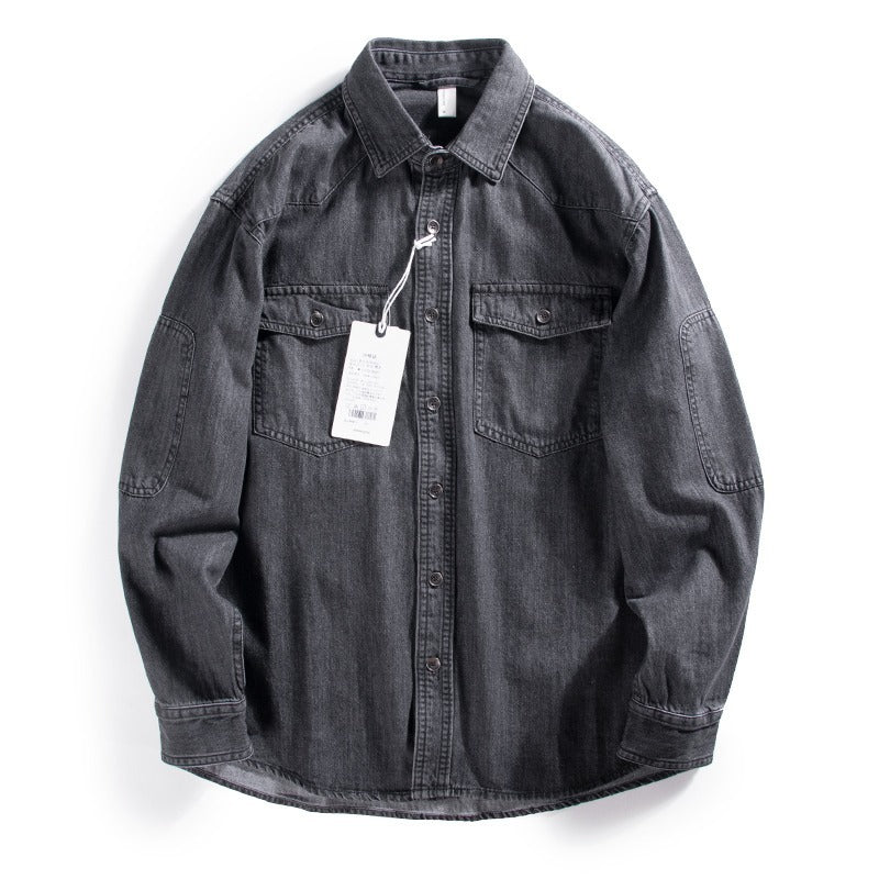 Chemise à manches longues en jean à carreaux coupe décontractée pour couples
