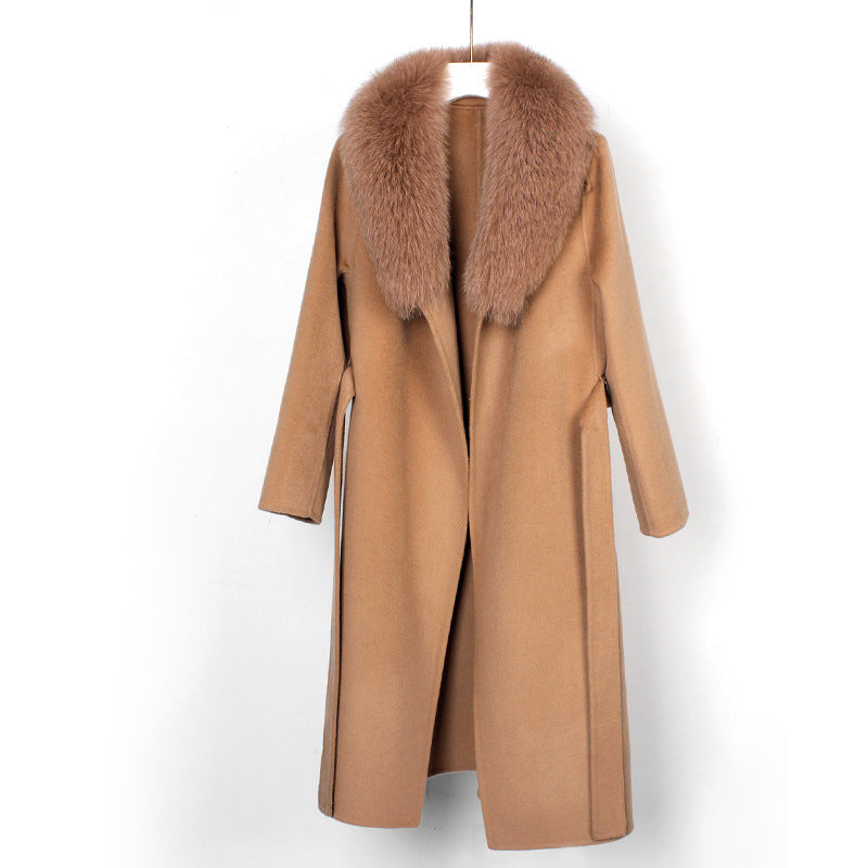 Wool Double-Faced Overcoat with Belt Slim Fit Autumn Winter