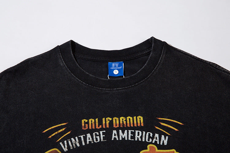 Hand-painted Motorbike Printed Short Sleeve Men