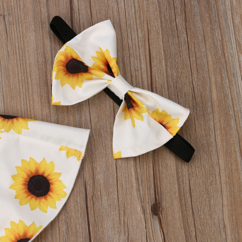 Children's Sunflower Top, Culottes & Hair Band 3-Piece Set