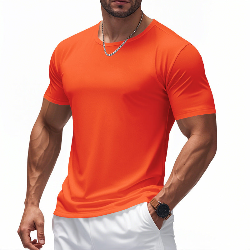 T-shirt de sport à manches courtes et col rond, séchage rapide, pour le marathon