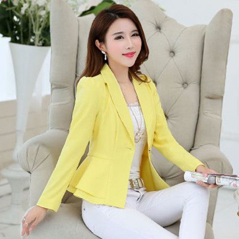 Spring Autumn Long Sleeve Slim Fit Short Blazer for Women
