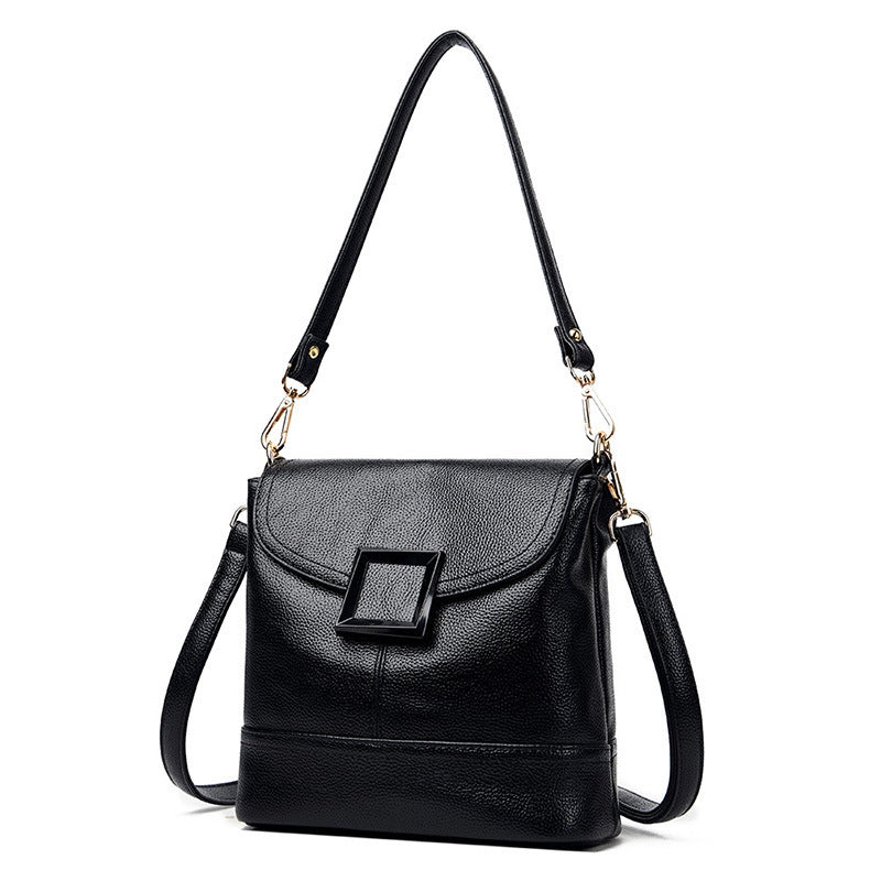 Sac à bandoulière en PU souple, petit carré, motif litchi, avec double sangle