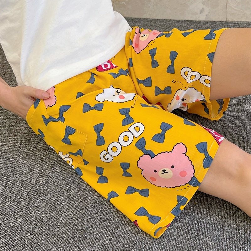 Summer Women's Cotton Silk Loose Pajama Shorts