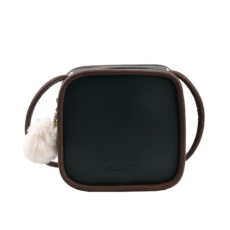 Trendy Simple Roller PU Leather Shoulder Messenger Bag 18x17x9cm