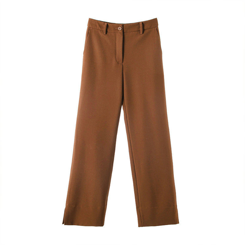 Women's High Waisted Loose Fit Straight Tube Casual Suit Pants