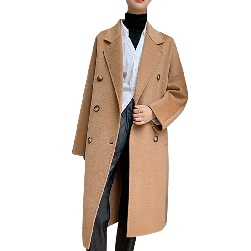 Women's Wool Suit Collar Reversible Tweed Coat - Fashionable & Versatile