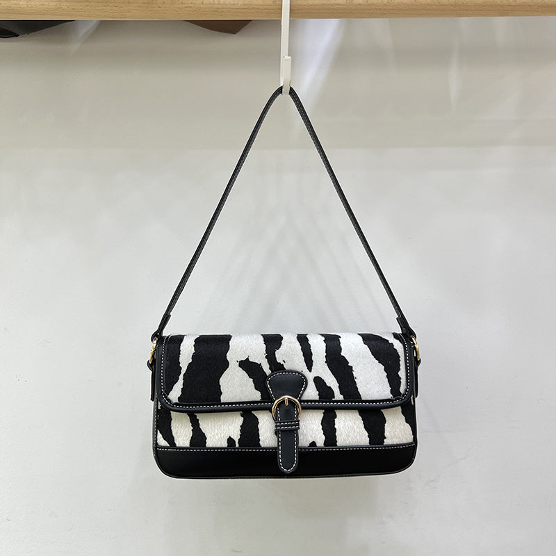 Women's Fashion Personality Splicing Zebra Pattern Satchel