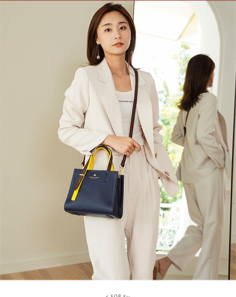 Large Capacity Cow Leather Shoulder Bag for Middle Aged Ladies