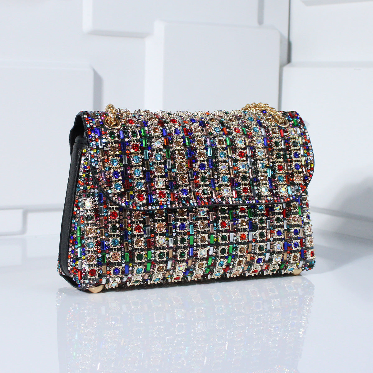 Fashion Diamond-Embedded Crossbody Dinner Bag with Hand Carrying