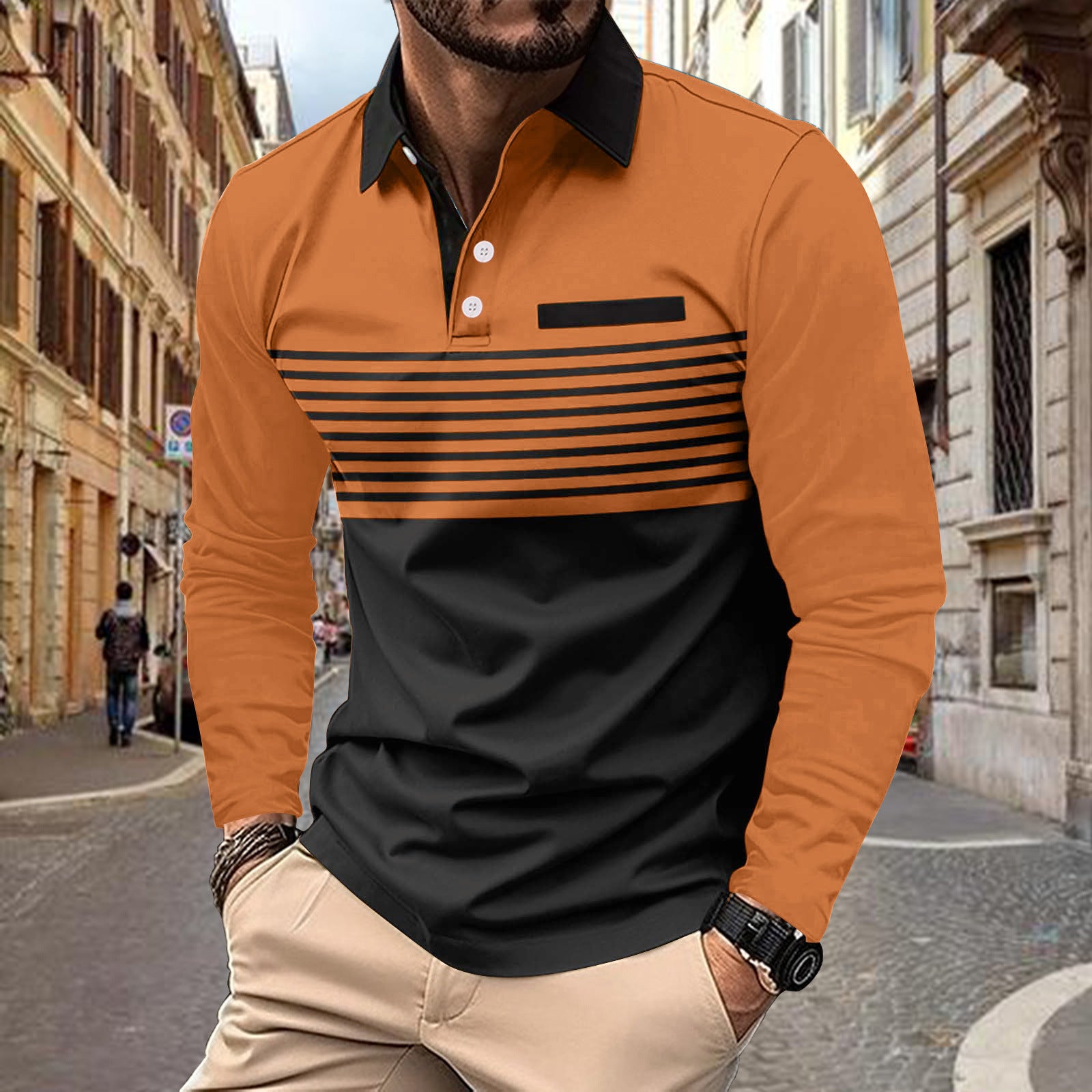 Men's Sports Polo Shirt with Pocket - Solid Colors, Cotton Blend