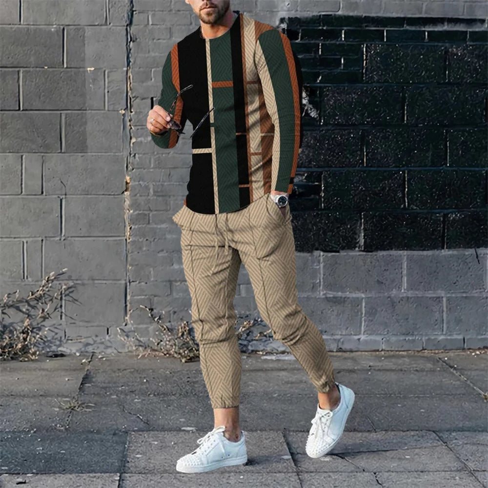 Ensemble sweatshirt et pantalon de survêtement 3D numérique pour hommes