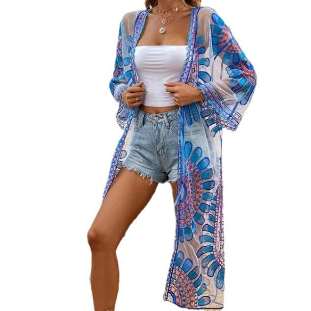 Women's Beach Cover-Up Cardigan Sun Protection Free Size
