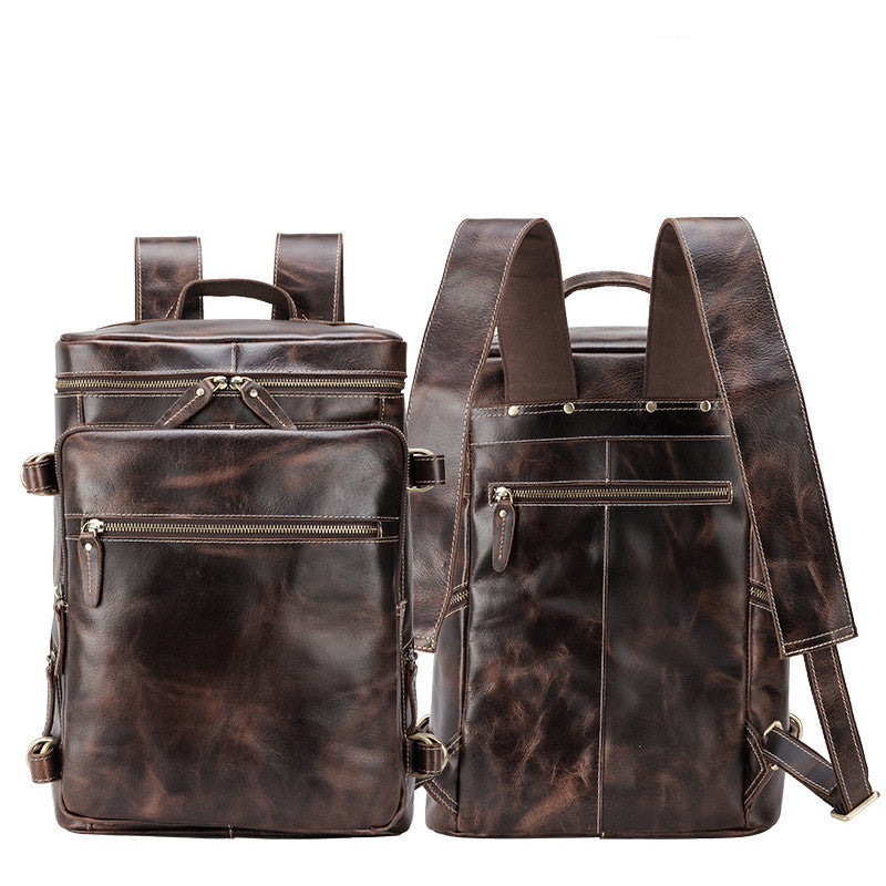 Retro Crazy Horse Leather Men's 16 Inch Large Capacity Computer Bag