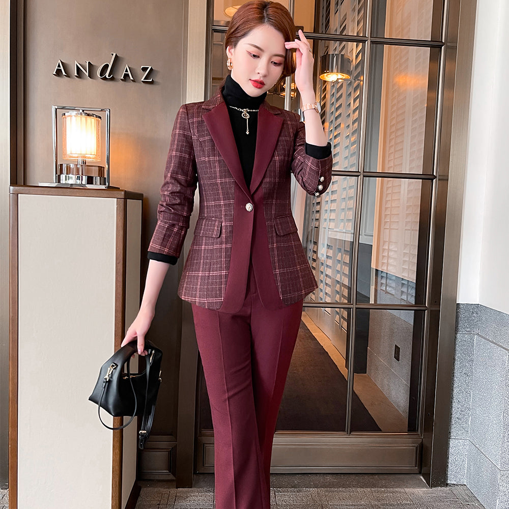 Ensemble deux pièces à carreaux pour femme