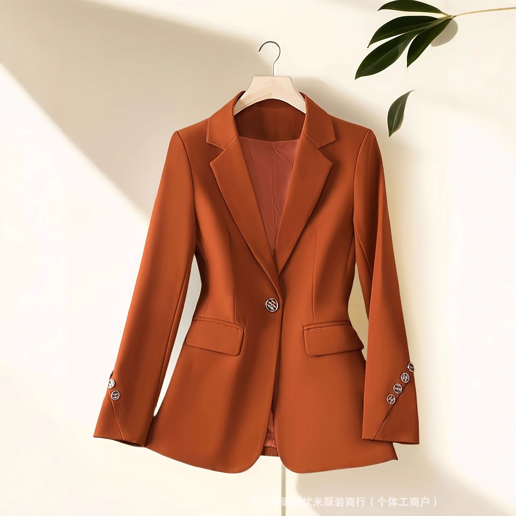 Women’s Long Sleeve Suit Jacket with Fashion Buttons