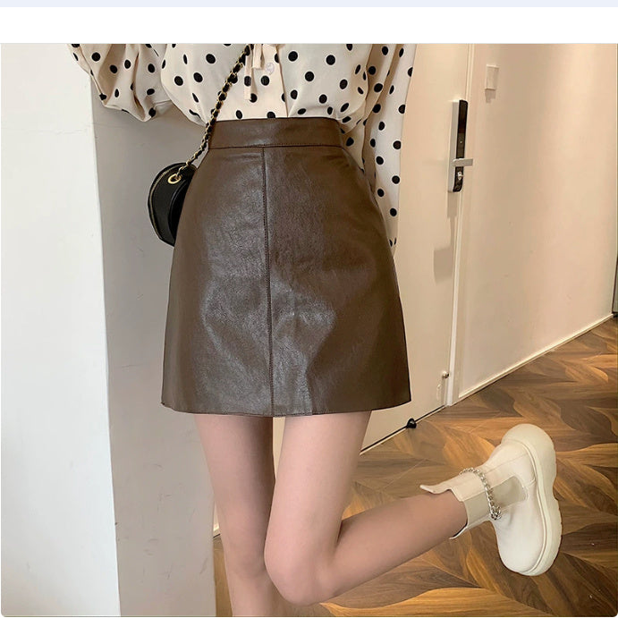 Shiny Leather Skirts Solid Bodycon Pencil Short Mini Skirt