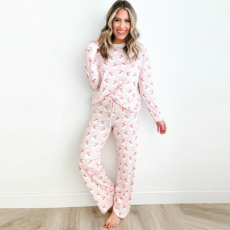 Loose Long Sleeve Printed Casual Suit for Women