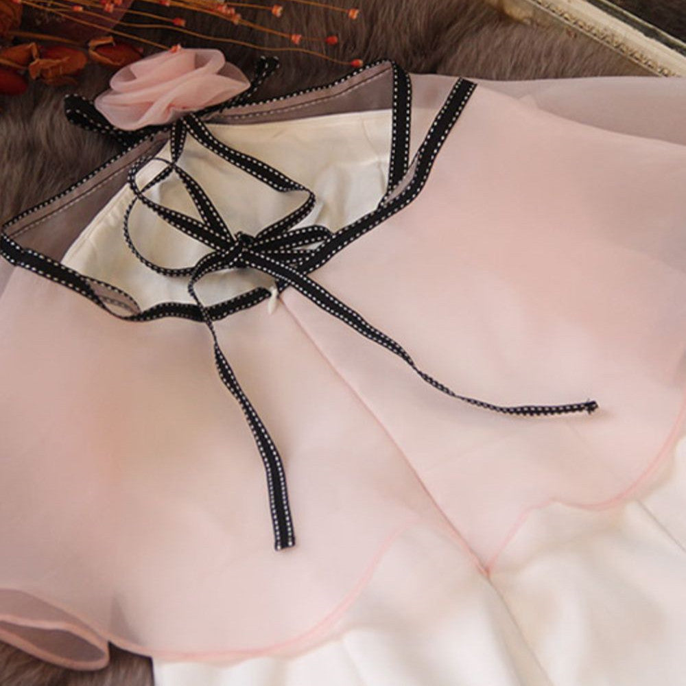 Elegant White Fairy Dress with Lotus Sleeves, Polyester, Sizes S-XL