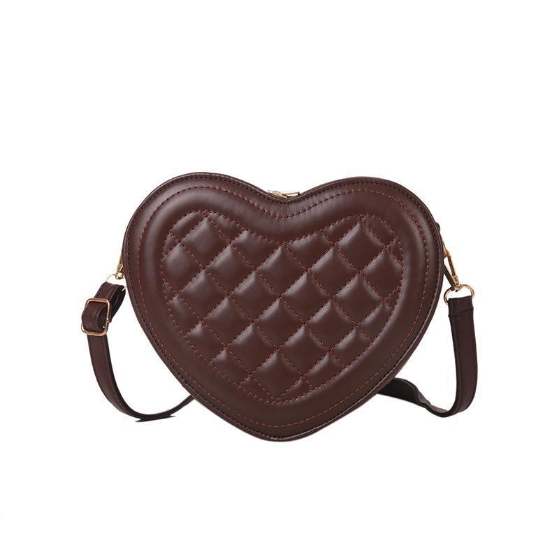 Women's Fashion Solid Color Rhombus Love-shaped Shoulder Crossbody Bag