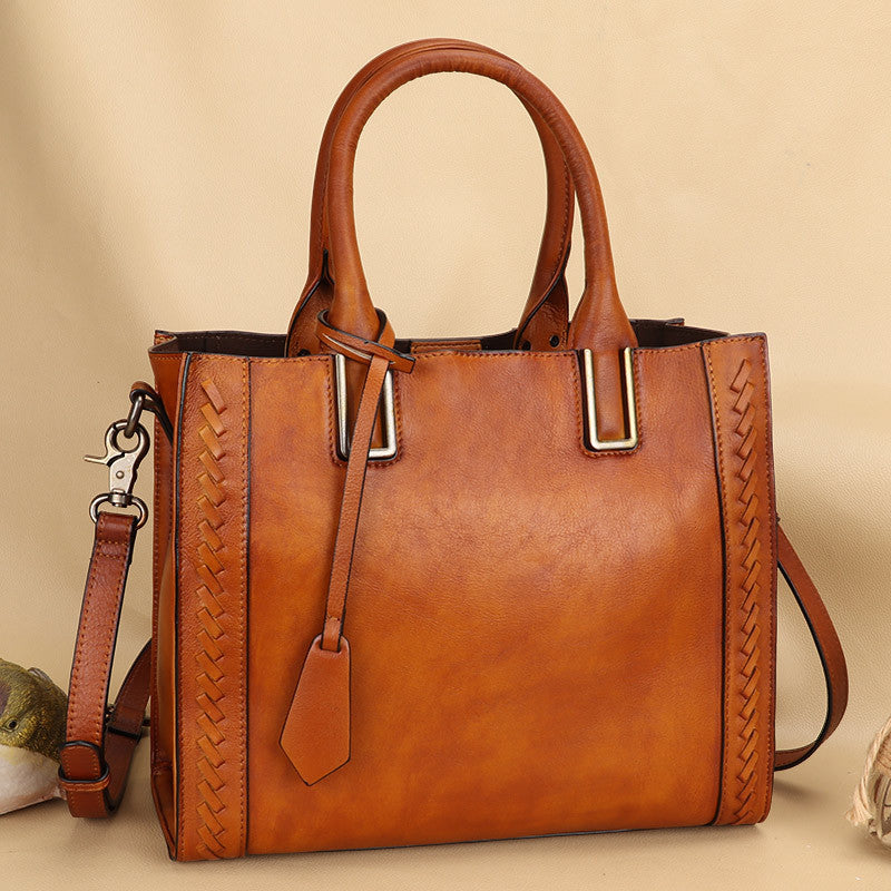 Handmade First Layer Cowhide Women's Large Messenger Bag 30x25x12cm