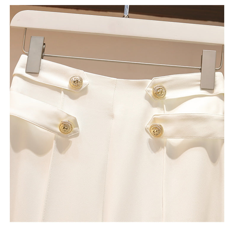 Ensemble féminin haut sans manches à col en V et taille haute