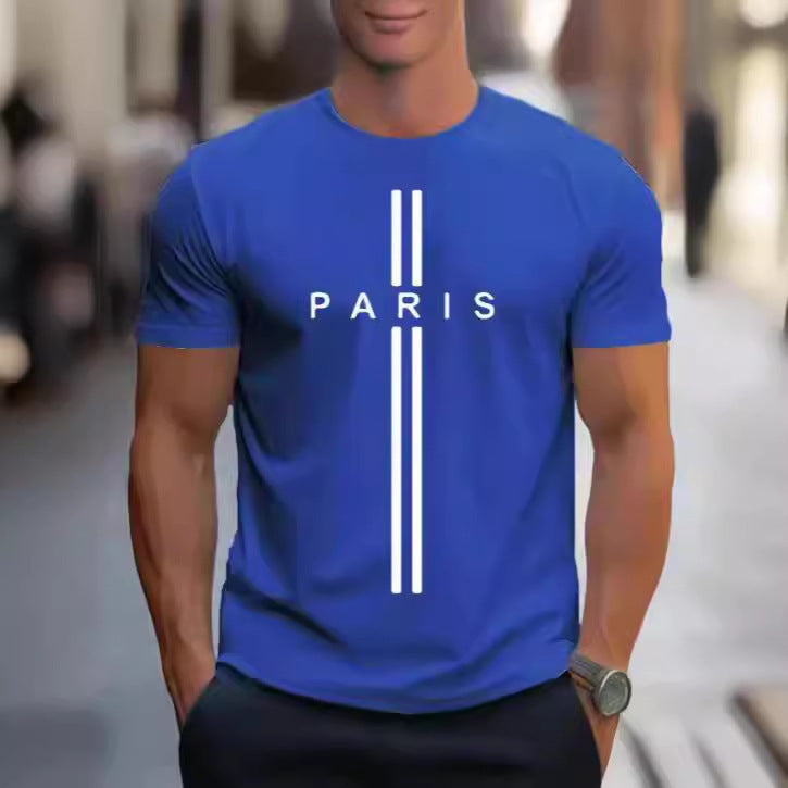 T-shirt décontracté imprimé homme, coupe ajustée, en fibre de polyester
