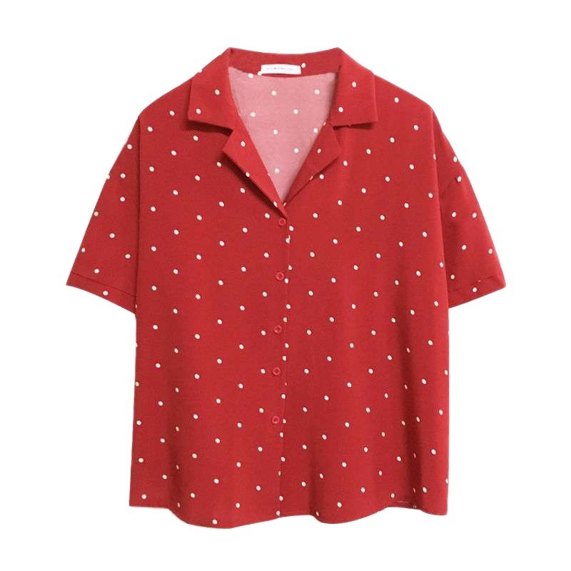 Slim Suit Collar Single-Breasted Shirt in White, Wine Red & Black