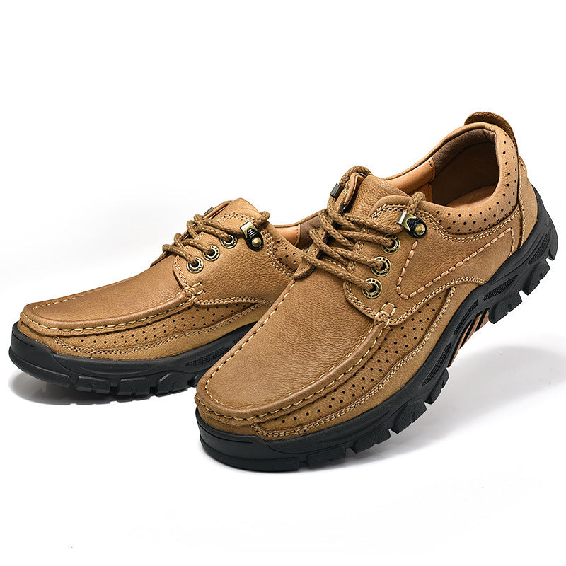 Men's British Style Business Casual Cowhide Lace-Up Shoes