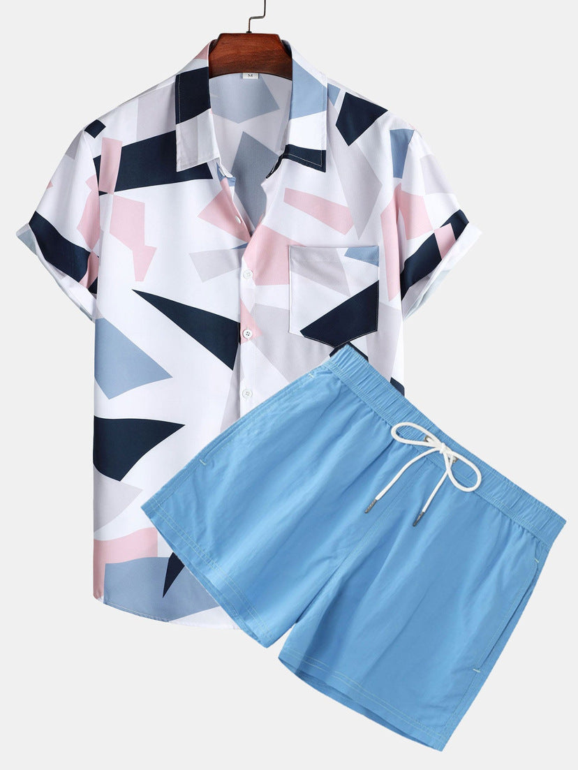 Men's Plus Size Casual 3D Digital Print Short Sleeve Hawaii Suit