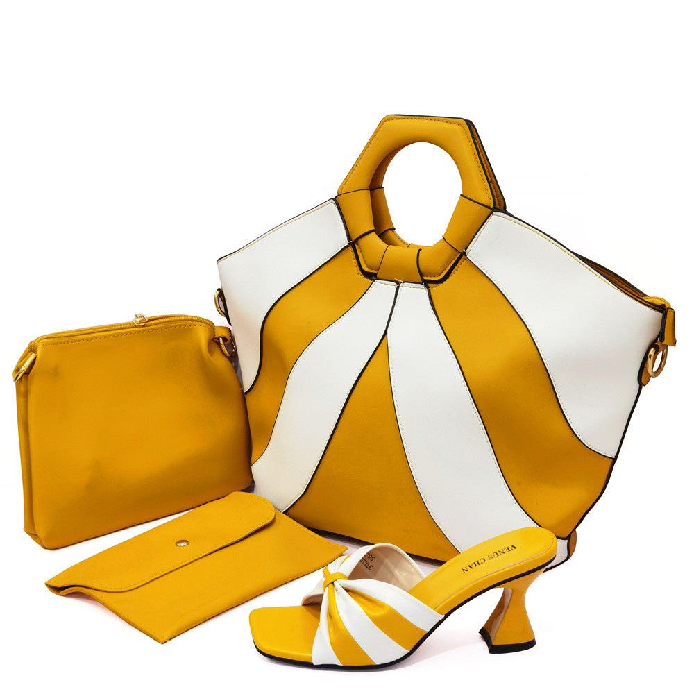 Ladies Fashion European & American PU Handbag and High Heel Set