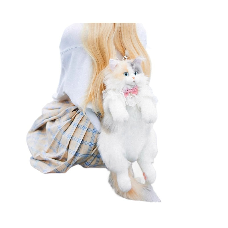 Sac à dos en peluche simulation chat trois fleurs