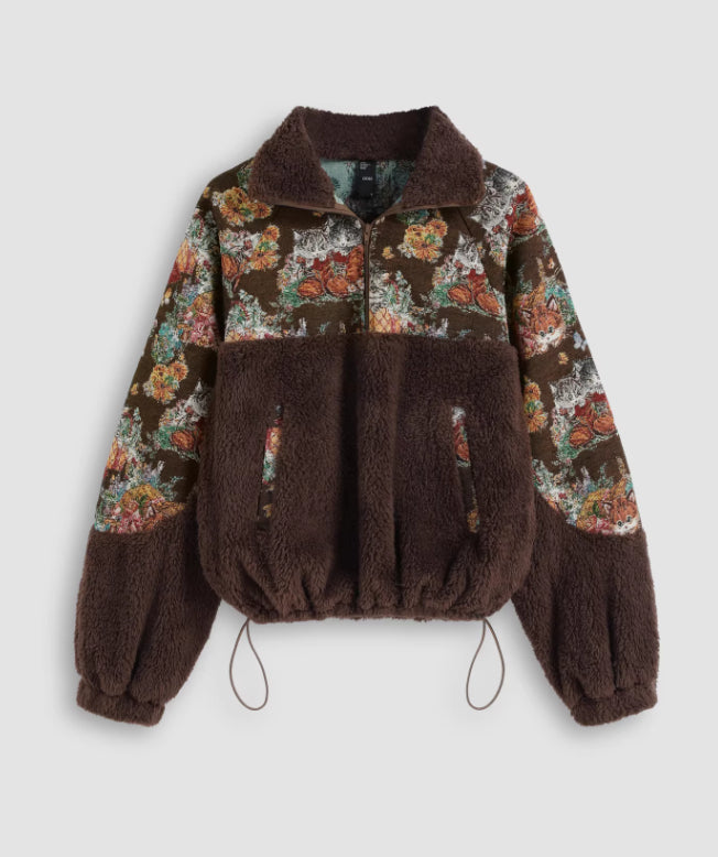 Sweat à capuche à col rabattu pour femme, motif chat floral