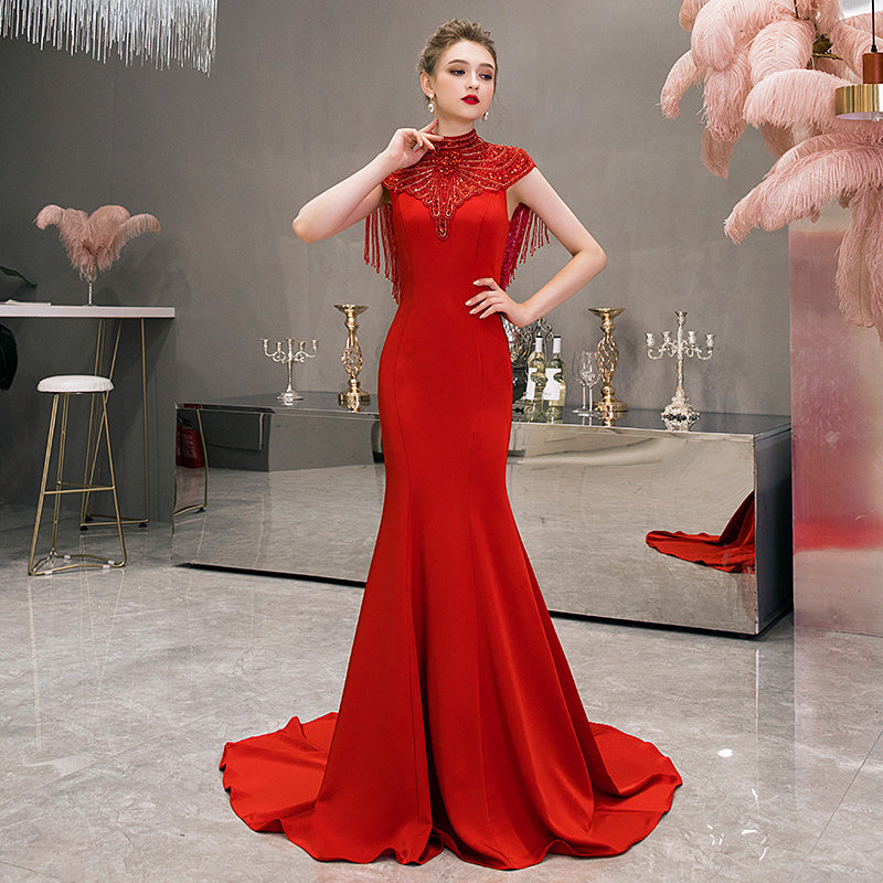 Queen's Fashion Tail Dinner Dress Polyester S-XL