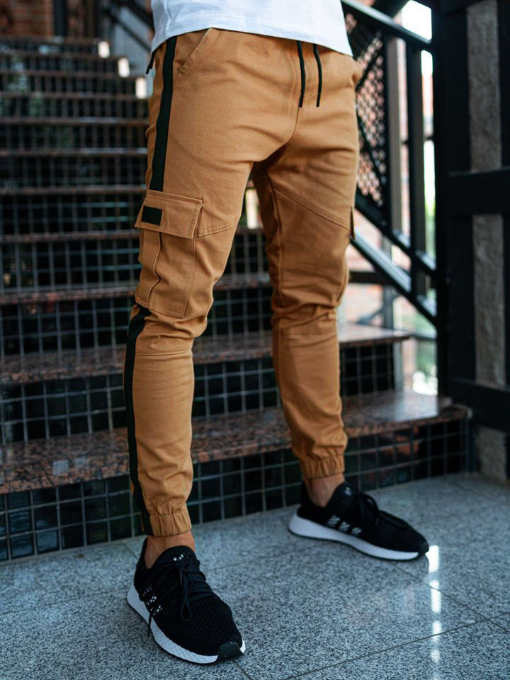 Pantalon décontracté en cuir pour homme avec braguette zippée
